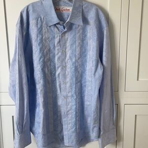 Robert Graham Blue Dress Shirt Classic Cotton Design